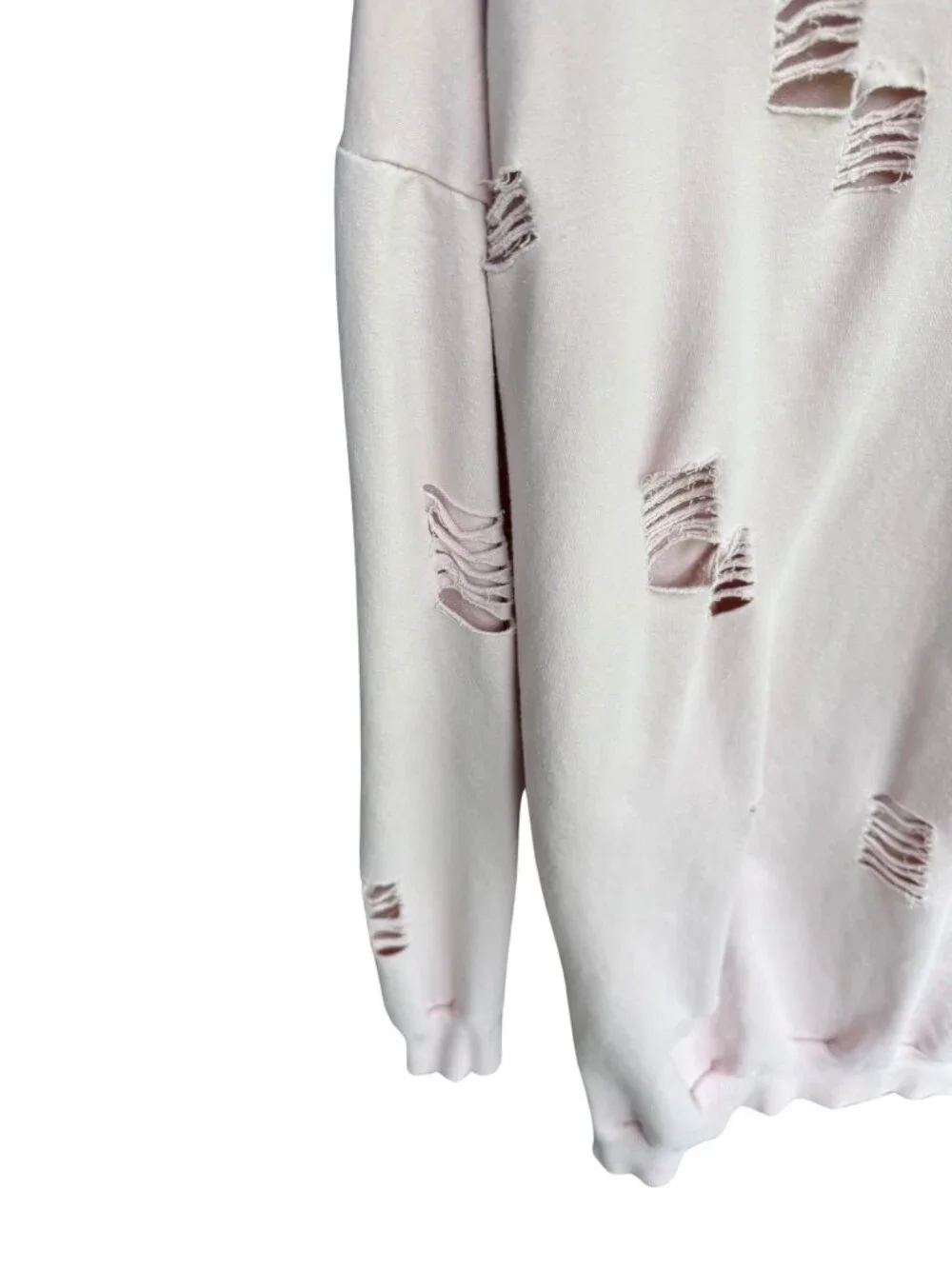 Boohoo Distressed Oversized Hoodie Sweatshirt Dress Pink, Ripped Grunge Pullover